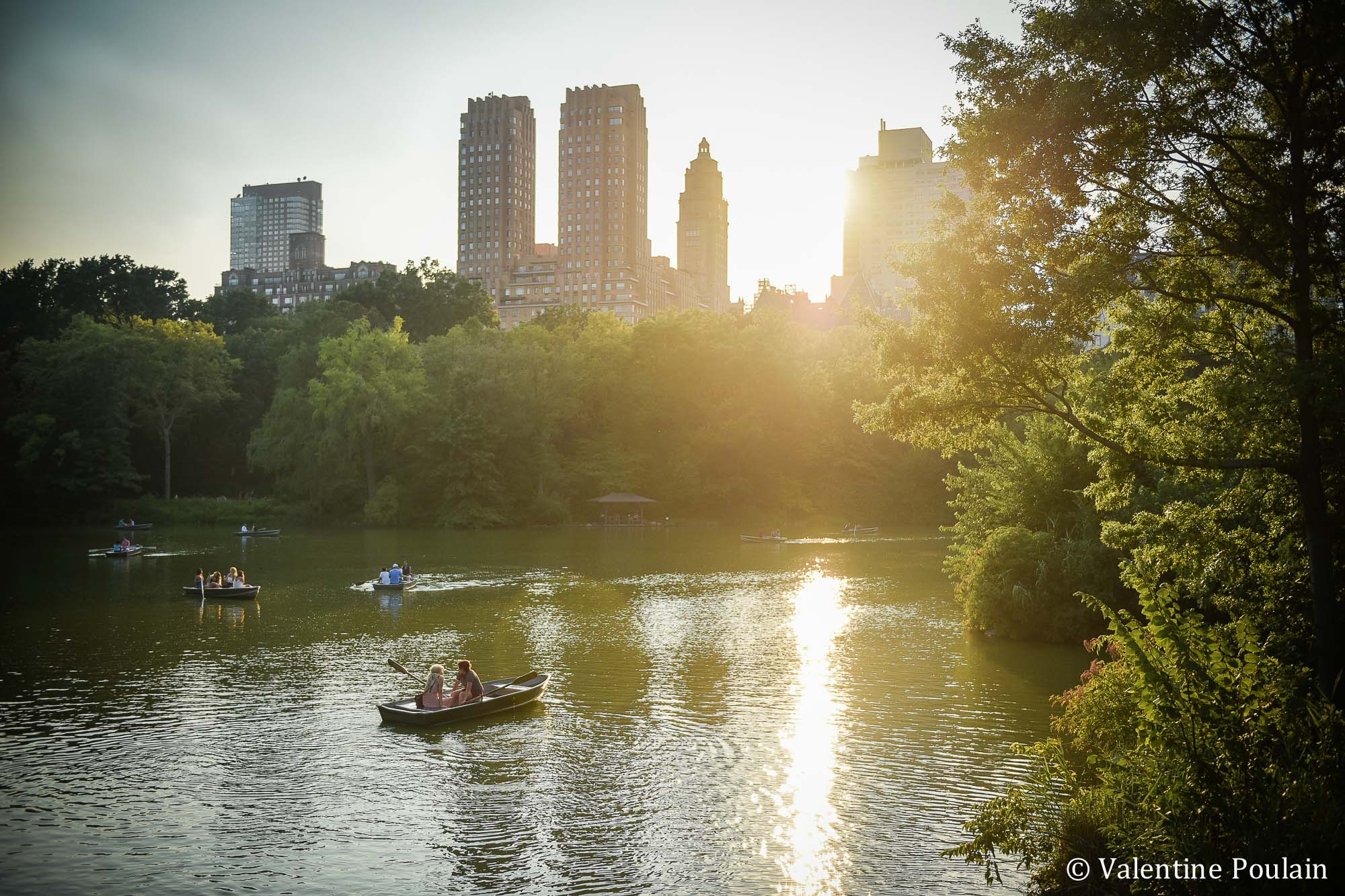 New-York barque coucher de soleil à Central Park - Valentine Poulain