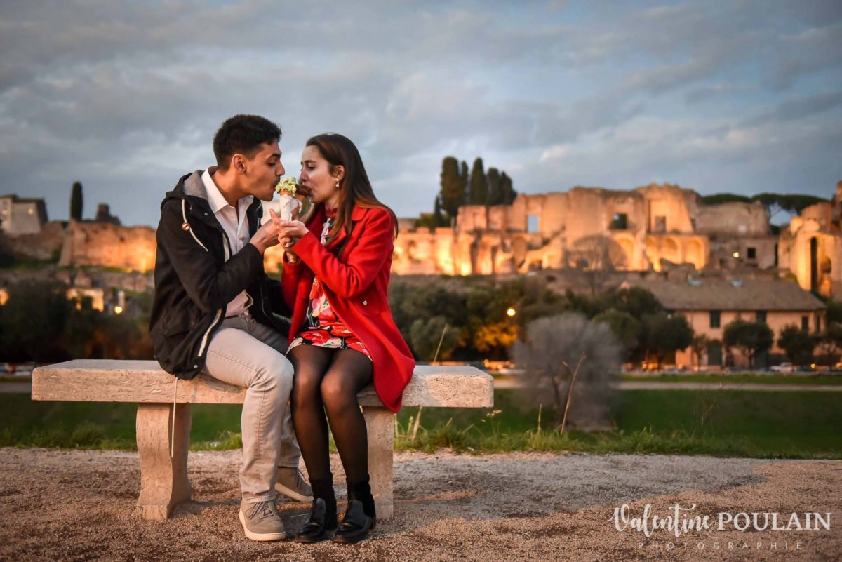 Shooting couple demande mariage Rome vue