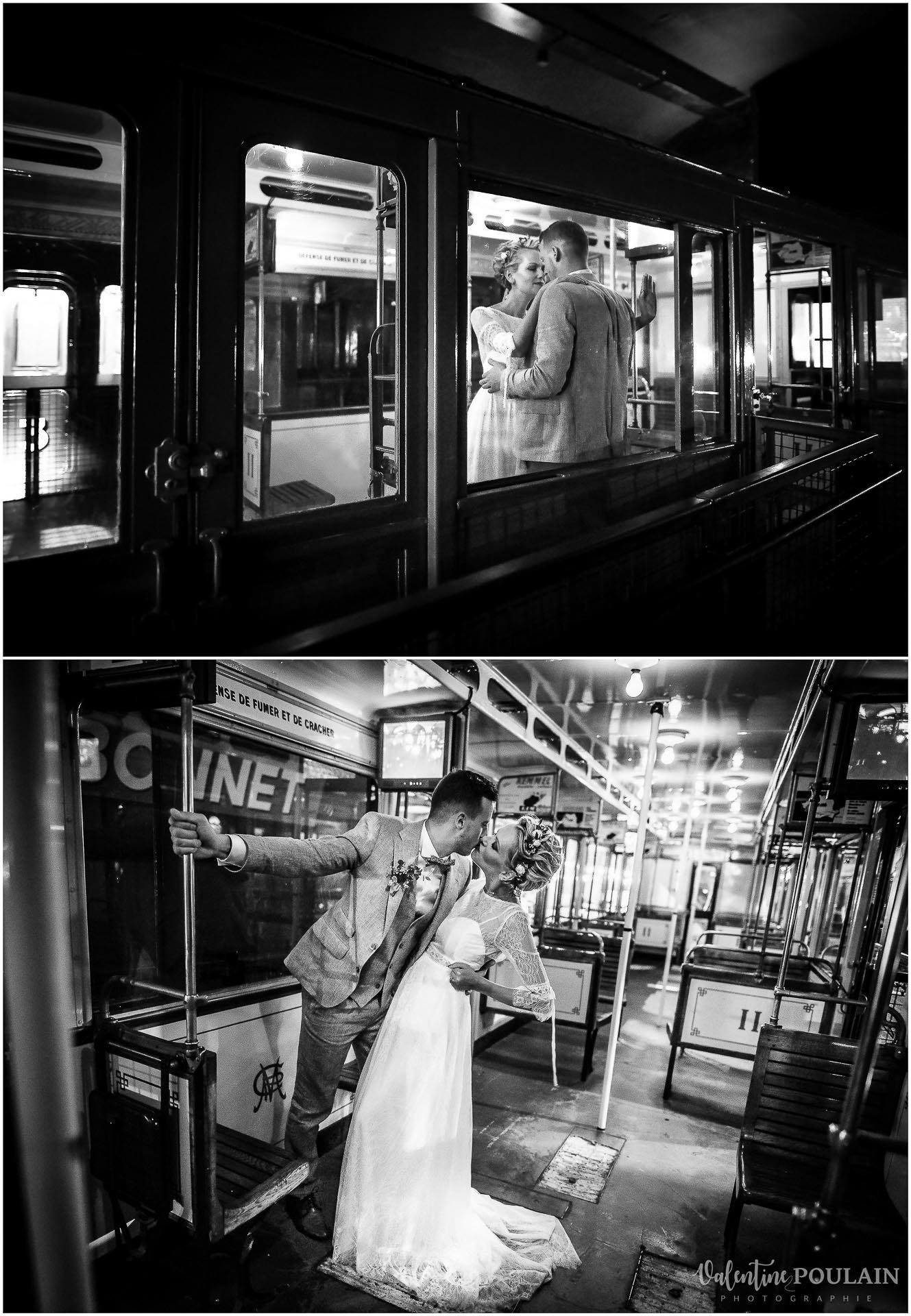 Photo couple noir blanc train - Valentine Poulain