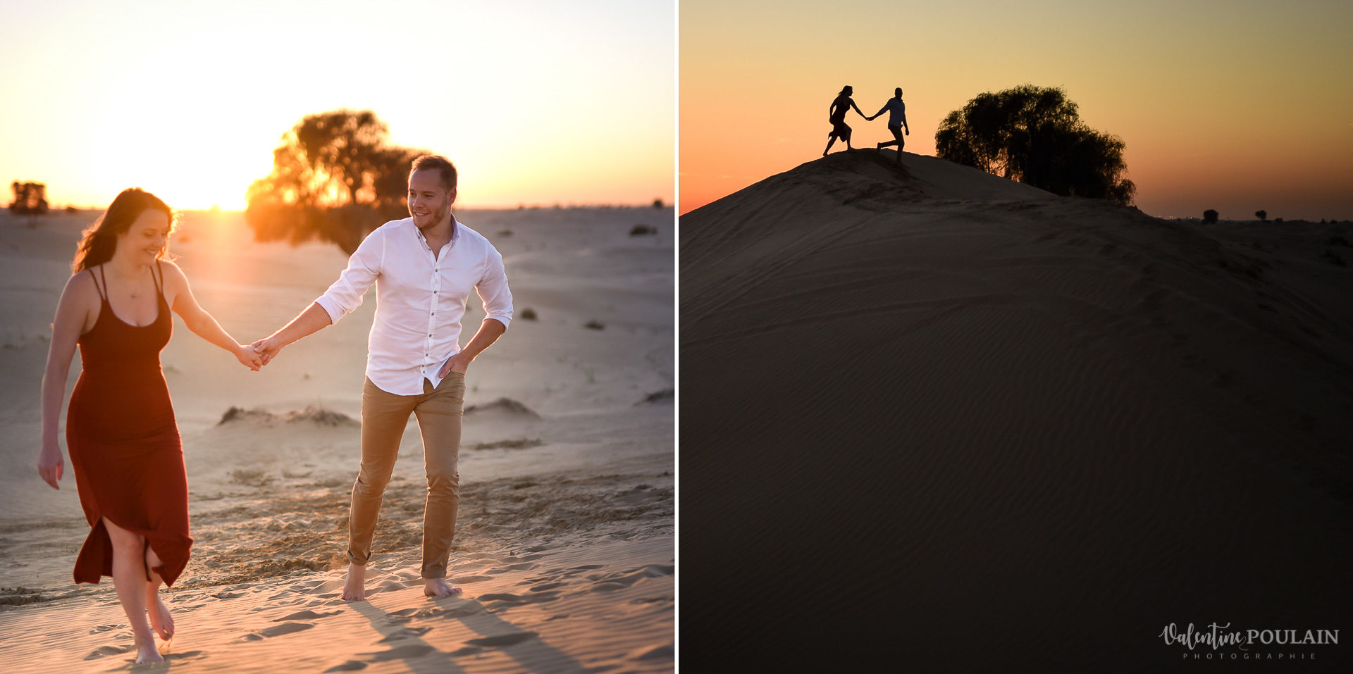 Demande en mariage désert-Dubaï Valentine Poulain dune