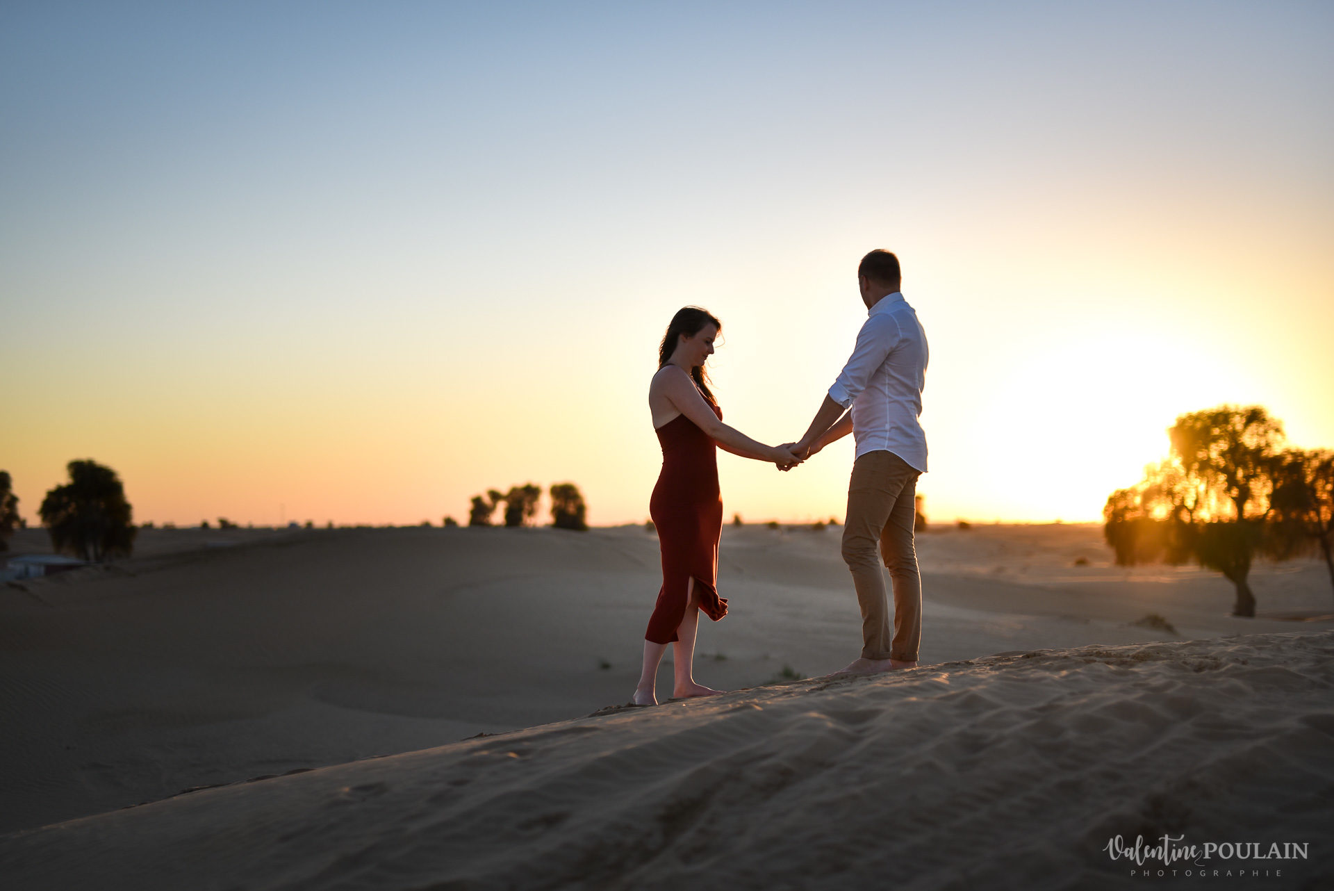 Demande en mariage Désert Dubaï - Valentine Poulain - sunset