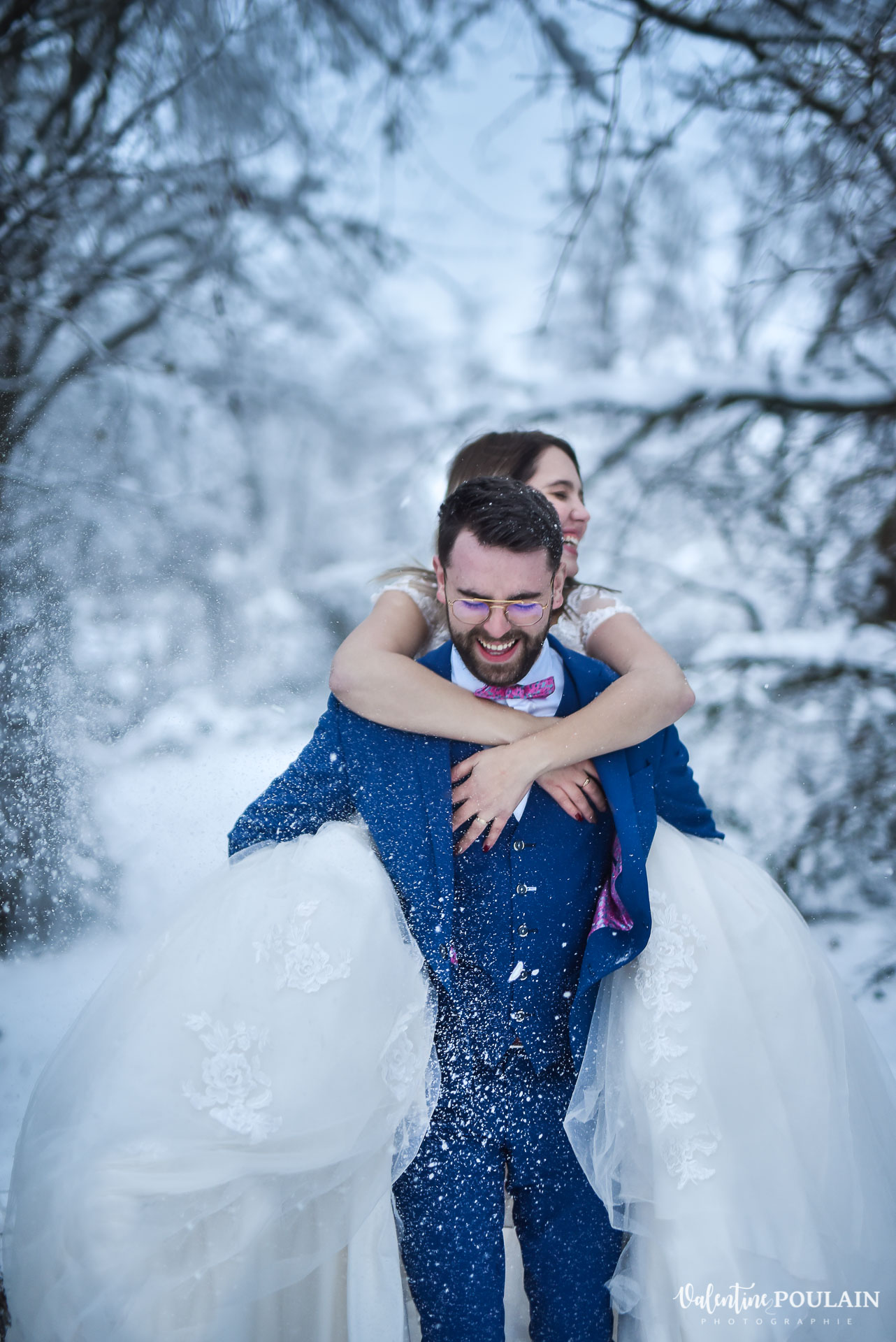 Photo mariage neige hiver - Valentine Poulain flocons