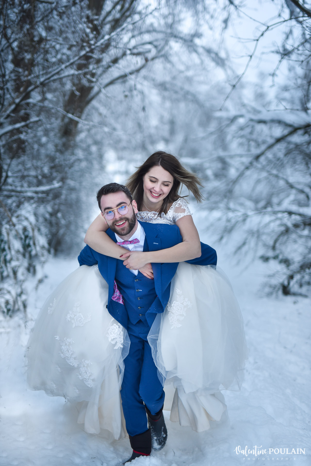 Photo mariage neige hiver - Valentine Poulain folie