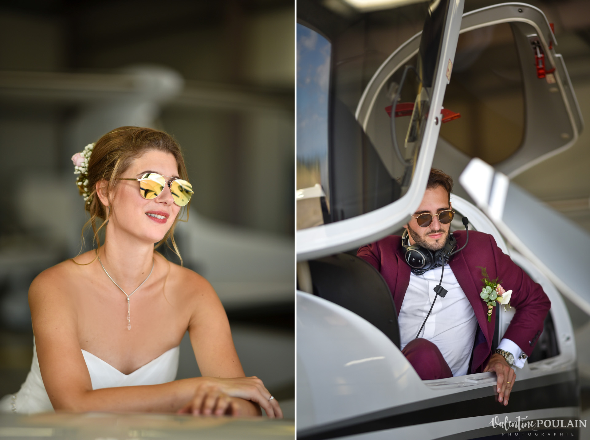 Mariés aviateurs mariage château thanville - Valentine Poulain